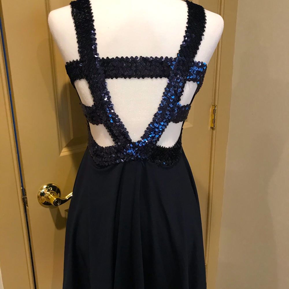 Navy Blue Sequin embellished swing dress